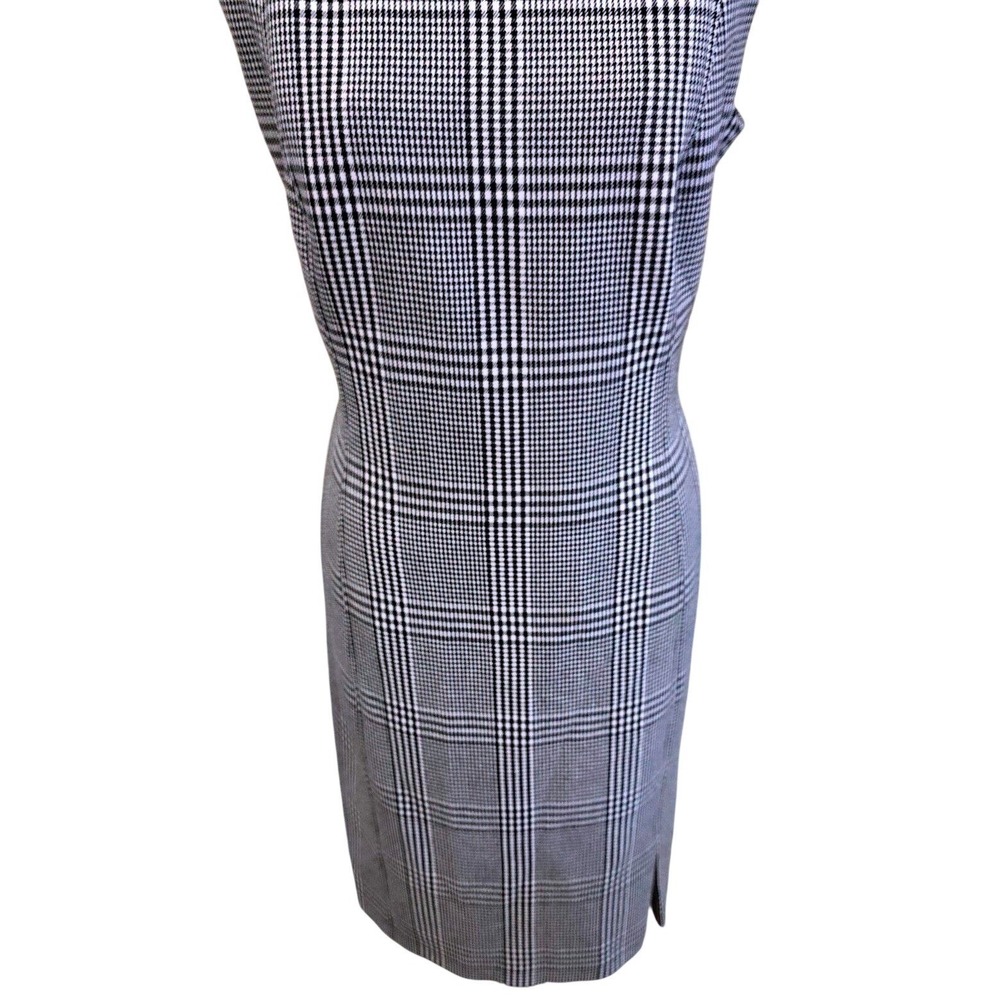 BOSS Hugo Boss Deoboa Glen Plaid Sheath Dress 10 Grey Black Exposed Zip Workwear - Picture 3 of 8